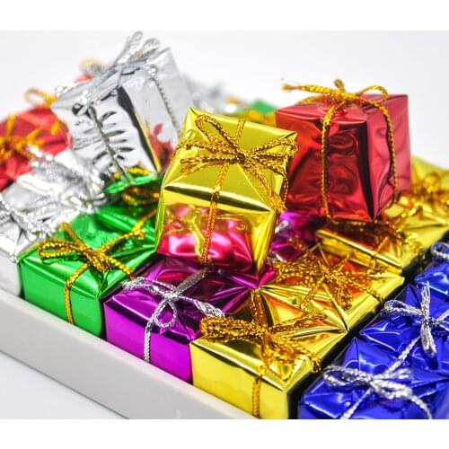 12pcs Christmas tree pendant decoration Christmas pendant small gift box child gift wedding candy gift bag party decoration
