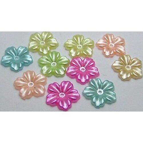 200 Mixed Color Pearl flower Beads 12mm FlatBack Center Hole Sew On beads Craft