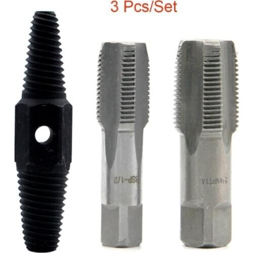 3pcs 1/2 Inch 3/4 Inch Wire Screw Extractor Broken Water Pipe Thread Repair Tap Set High Carbon Steel Remover Tools