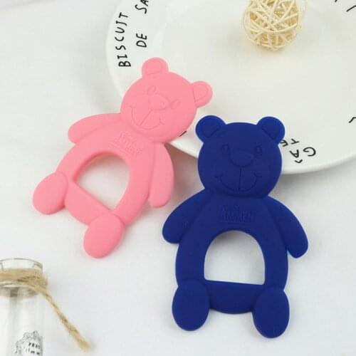 Dental Care Silicone Teether Safe Material Silicone Animal Bear Molar Stick Baby Bite Cartoon Teethers Pacifier Teethers 3PCS