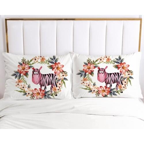 3D HD 1pc Pillow cover 50x75 50x70 50x80 Pillow case Bedding Pillowcase Pillowcover decorative for home nordic Pink zebra