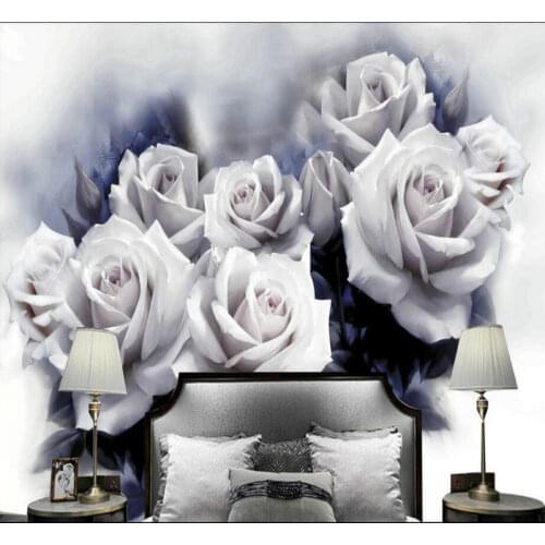 3D Wallpaper for Walls 3d Decorative Vinyl Wall Paper Background Painting Mural Wallpapers Beautiful White Rose Retro