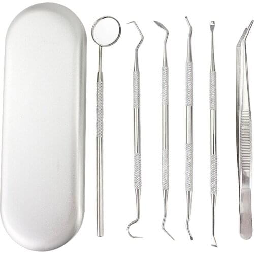 4/5/6pc Dental Mirror Stainless Steel Dental Dentist Prepared Tool Set Probe Tooth Care Kit Instrument Tweezer Hoe Sickle Scaler