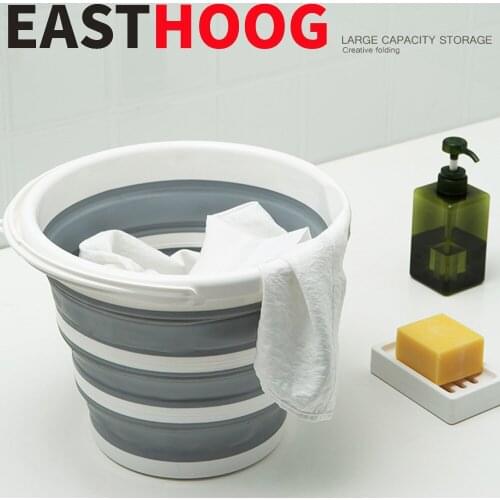 5L 10L Folding Round Plastic Bucket Car Wash Outdoor Fishing Bathroom Kitchen Bucket Cleaning Household Item