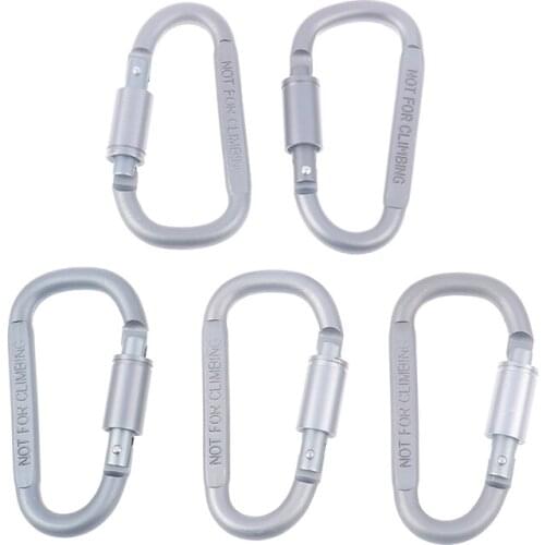 5pcs/lot Alloy Aluminum Survival Gear Mountaineering Hook Mosqueton Carabiner Hiking Carabiner Travel Kit Camping Equipment