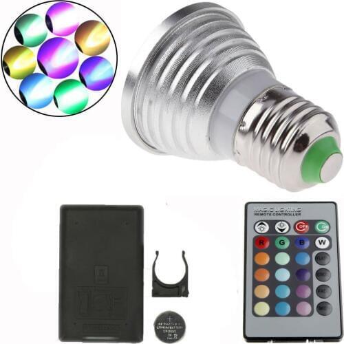 5Packs E27 3W RGB LED Bulb Colorful RGB LED Light Bulb RGB DC12V with 24Key IR Remote Controller