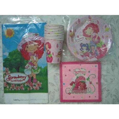 61pcs/lot cartoon Strawberry Shortcake kids birthday theme party and party decoration disposable tableware set for 20 people