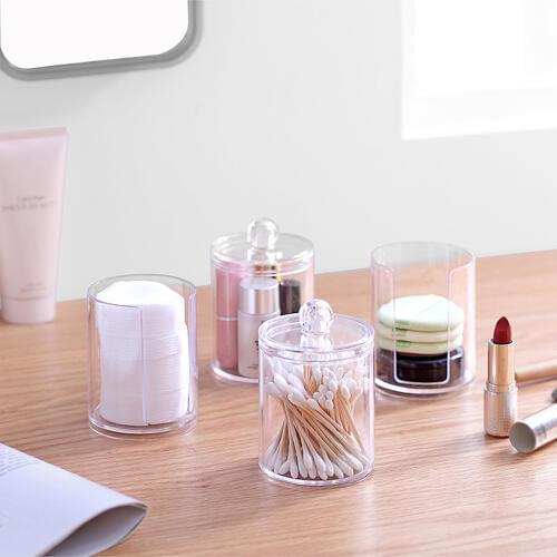 Acrylic Multifunctional Round Qtip Container Cosmetic Makeup Cotton Pad Organizer Jewelry Storage Box Holder and Candy Jars