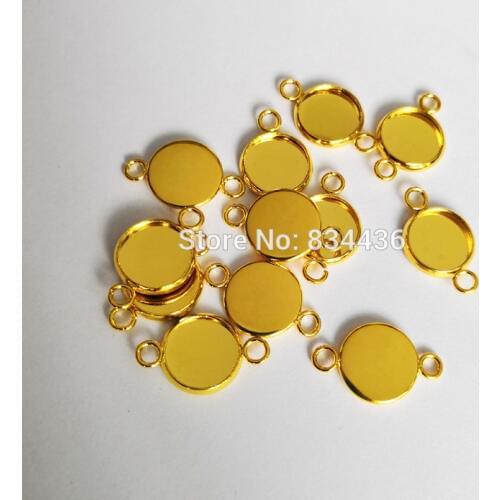 Free Shipping Gold Tone Stainless Steel Pendant Charms Blank Trays Base Setting women men DIY Jewelry Accessory Findings 100pcs