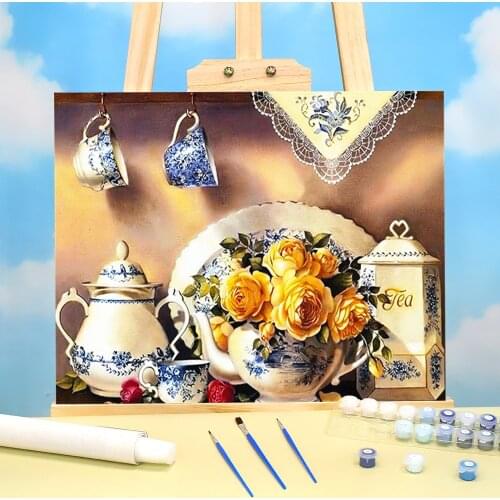 Flower Painting By Numbers Package Oil Paints 40*50 Oil Painting Home Decor For Handicraft