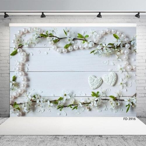 Baby Shower Child Food Love Photography White Flower Necklace Heart Wooden Board Backdrop Photocall Photo Studio Background Prop