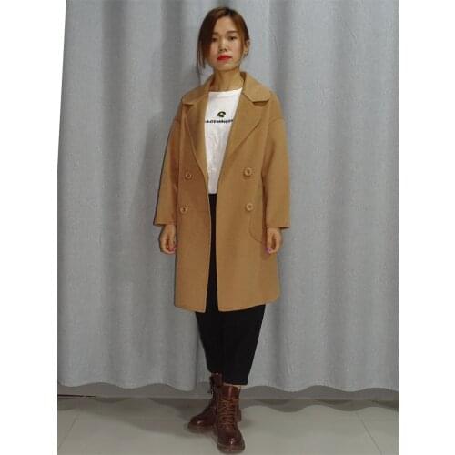 Double faced cashmere Overcoat girl 2020 New autumn and winter high-end temperament Medium and long term woolen coat