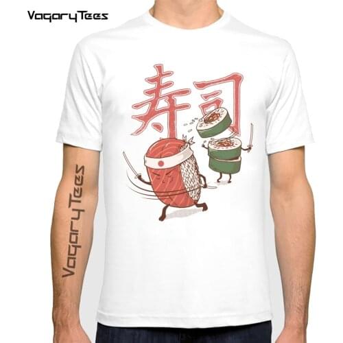 Japan anime style food design sushi Warrior tshirt men summer white short homme casual Harajuku funny t shirt unisex streetwear