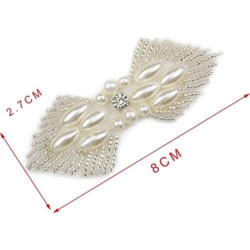 Keering Hot-Sale Pearl Beaded Crystal Rhinestone Applique For Bridal Accessories WRA-906