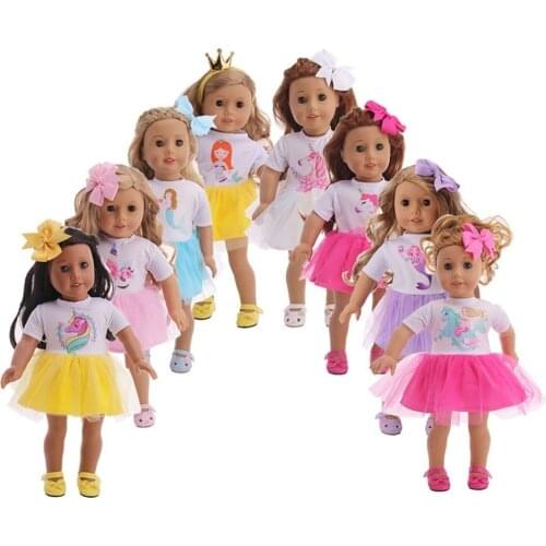 Doll Clothes Unicorn Kitty Dress Fit 18 Inch American&43 CM Reborn New Born Baby Doll OG Girl Doll Russia Doll DIY Gifts Toy