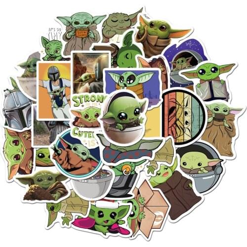 50 Pcs/set Disney yoda baby Stickers Cartoon Anime Figure star wars Multifunctional Stick Notebook Graffiti Waterproof Sticker