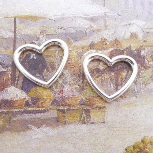 RAINXTAR Fashion Alloy Hollow Heart Charms For Necklace Bracelet 25*33mm 50pcs AAC973