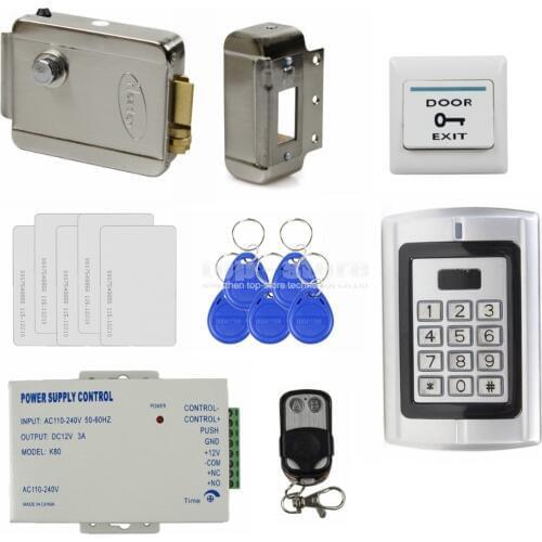 DIY Full Kit Set Electric Lock 125KHz RFID Reader Password Metal Keypad Access Control System Security Kit Remote Control BC2000