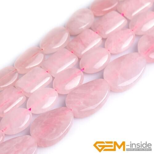 Natural Rose Quartzs Rectangle Oval Loose Spacer Accessorries Beads For Jewelry Making Strand 15" DIY Jewelry Bead For Gifts