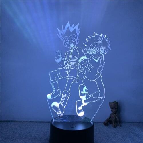 3D Nightlight Anime Gon Friend Killua Hunter X Hunter Figure 7 Colors Touch Optical Illusion Table Lamp Gift Room Decor Light