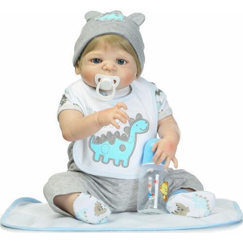 Full Body Silicone Reborn Baby Doll Toy Lifelike 55cm Newborn Boy Babies Doll Lovely Birt hday Gift Girl Brinquedos