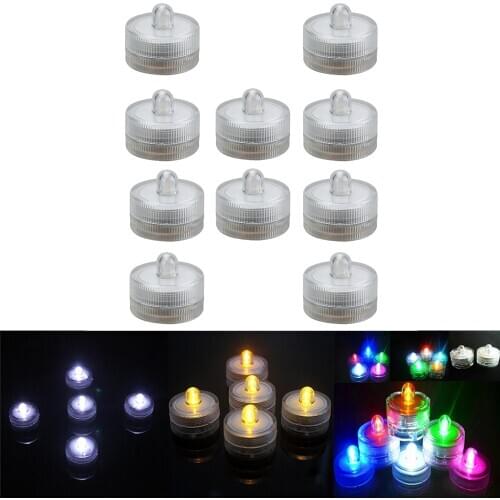10pcs Realistic Bright Round Flickering Battery Operated Flameless LED Tea Light Waterproof for Wedding Party Seasonal Festival