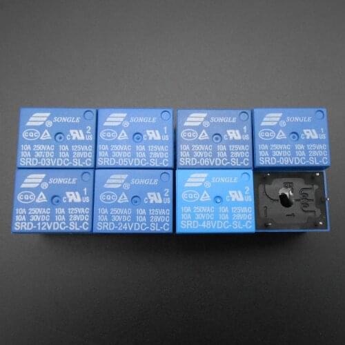 5Pcs X SONGLE Power Relay SRD PCB DC 3V 5V 6V 9V 5-Pin 5 Pins SRD-03V-SL-C SRD-05V-SL-C SRD-06V-SL-C SRD-09V-SL-C 10A *FD361-364