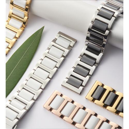 Butterfly Buckle Ceramic band for Samsung Galaxy watch 42 46mm active Gear s2 s3 bracelet zenwatch Ticwatch 1 2 E Pro strap