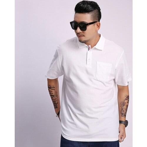 Super Large Size 3XL-8XL Mens 2021 Summer Casual Brand Solid Color Cotton White Polos Shirt Male Black Short Sleeve Polo Shirts