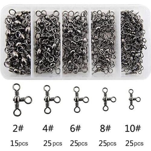 115Pcs/box Fishing Snap Swivel 3 Way Barrel Swivel Ring Fishhook Lure Line Connector fishing accessories
