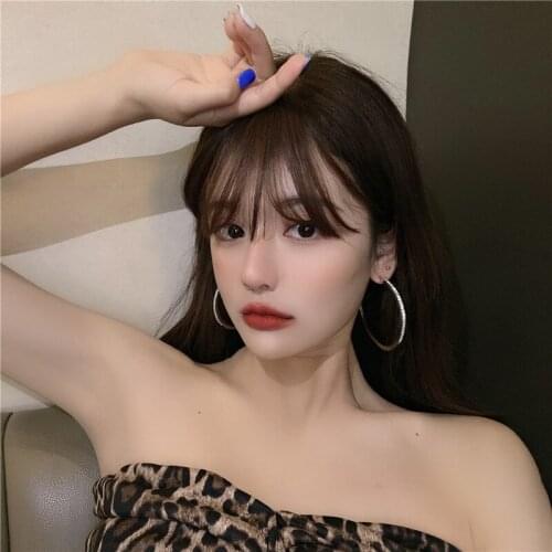 Hiphop Crystal Hoop Earrings for Women Big Circle Earring Female Hyperbole Jewelry Girl Party Show Rock Bijoux 2021