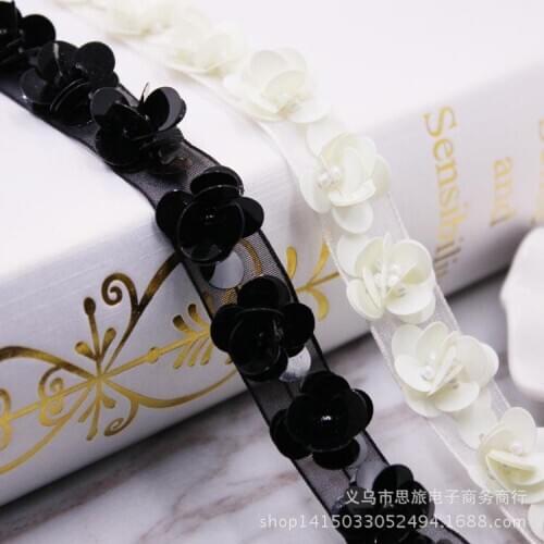 1Yard Gauze Mesh Pink Sequined Lace Ribbon Trims Fabric Wedding Headdress DIY Accessories Sewing Garment Embellishment 15mm