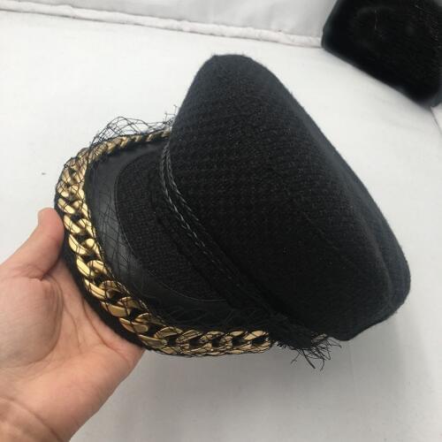 Ins wind big feeling small sweet wind had type navy cap cloth weaving high quality chic black cap Visors