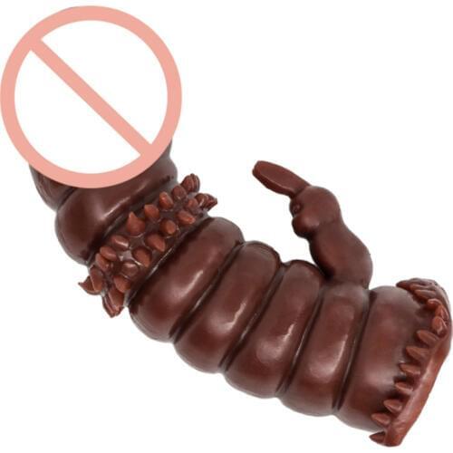 Adult Rabbit Spikes Reusable Condom Enlargement Penis Sleeve Extend Dildo Massage For Women Cock Ring Intimate Sex Products