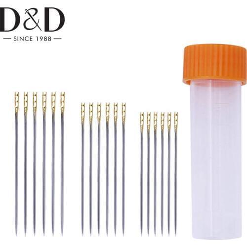 18pcs/Box Self Threading Needles Household Sewing Accessories DIY Tools Double Hole Easy to Thread Handmade Sewing Needle Set