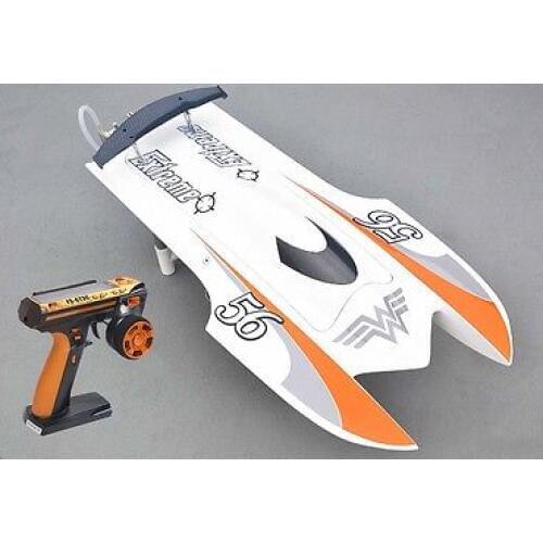E22 RTR Tiger Teeth Fiber Glass Racing Speed Boat W/2550KV Brushless Motor/ 90A ESC/Remote Control Catamaran RC Boat White