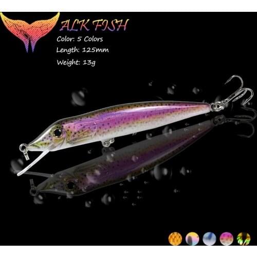 WALK FISH 1PCS 125mm/13g Minnow Floating Fishing Lure Wobblers Hard Lures Sharp Hooks 3D Eyes Bait Saltwater Sea Fishing Tackle