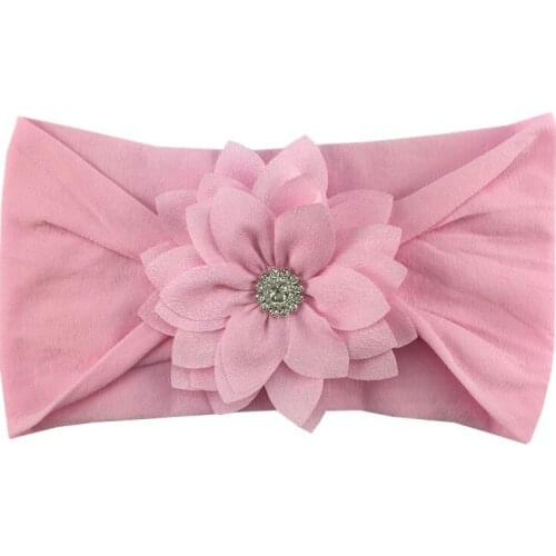 10 Pcs/lot , 9 CM Hot Sale New Childrens Headband Soft Nylon With A Cloth Lotus Flower Fashion Hair Accessories