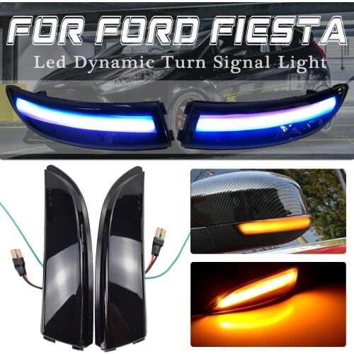 2pcs Dynamic Turn Signal Light LED Side Wing Rearview Mirror Indicator Blinker Lamp For Ford Fiesta B-Max 2008-2017
