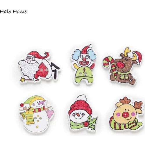 30pcs Mixed Optional Christmas Wooden Button Sewing Scrapbooking Handwork Making Clothing Craft Accessories DIY Decor