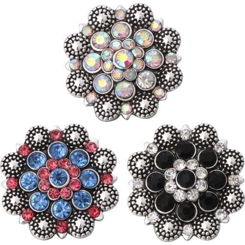 5pcs/lot New Snap Buttons Jewelry 18mm Metal Snap Buttons Vintage Flower Snaps Fit 18mm Snap Necklace for Women Jewelry