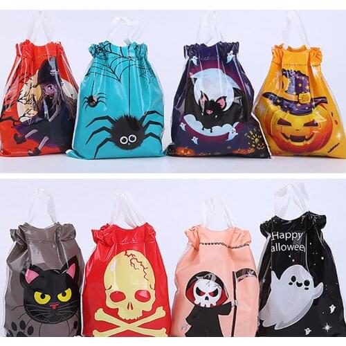 50pcs Happy Halloween Candy Bag Gift Cookie Bags Biscuits Snack Plastic Packaging Bags Halloween Party Decoration Supplies
