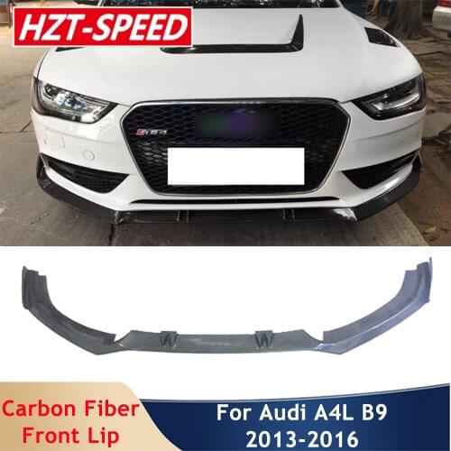 A4L RS4 Style Real Carbon Fiber Car Front Lip Bumper Shovel Spoiler Diffuser Protefctor For Audi A4L B9 Sporty Model 2017-2019