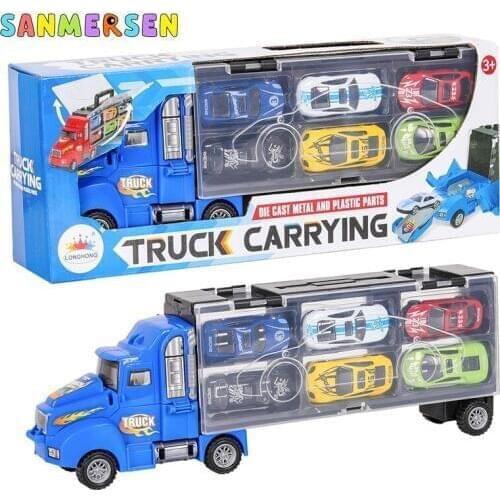 12pcs Carrier Truck Set Premium Transporter Car Carrier Truck Model Inertia Cars Vehicle Toys Set for Boys Children Toddler