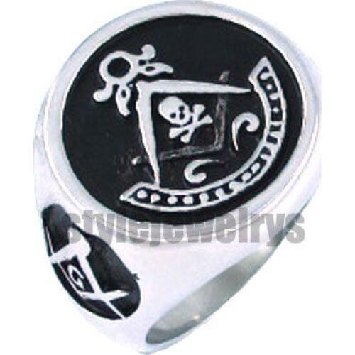 Free shipping! Skull Masonic Biker Ring Stainless Steel Jewelry Freemasonry Masonic Ring SJR0017