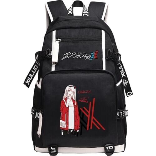 DARLING in the FRANXX Large Travel Backpack Oxford School Bags Girls ZERO TWO Bookbag USB Charging Laptop Bagpack Cartoon Rugzak