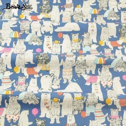 Booksew 100% Cotton Twill Fabric Lovely Bears Design Home Textile Sewing Bedding Quilt Cloth Crafts Patchwork Scrapbooking