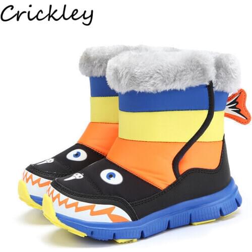 Winter Warm Children Boots Cartoon Pattern Waterproof Non Slip Snow Boots for Boys Girl Plush Fur Kids Ankle Boots Fashion Boots