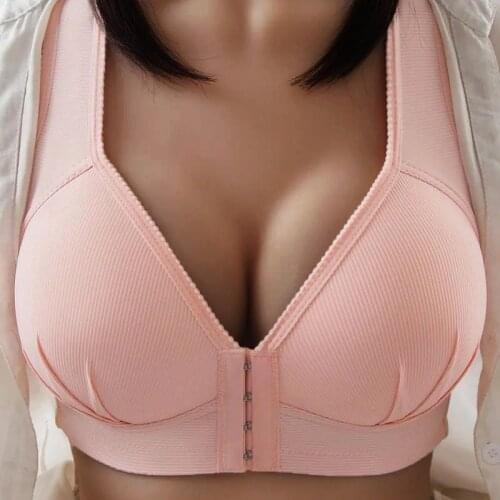 Sexy Plus Size Push Up Bra Front Closure Solid Color Brassiere Wire Free Bralette Seamless Bras For Women Hot Sale