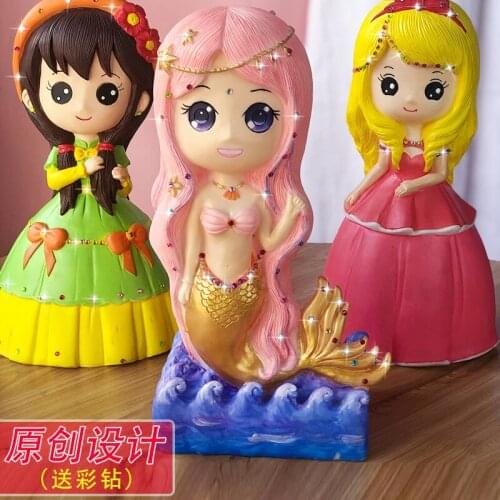 DIY Environmental Protection Graffiti Vinyl Doll Piggy Bank Handmade Children Painting Colorful Diamond Vinyl Toys Crafts Kids